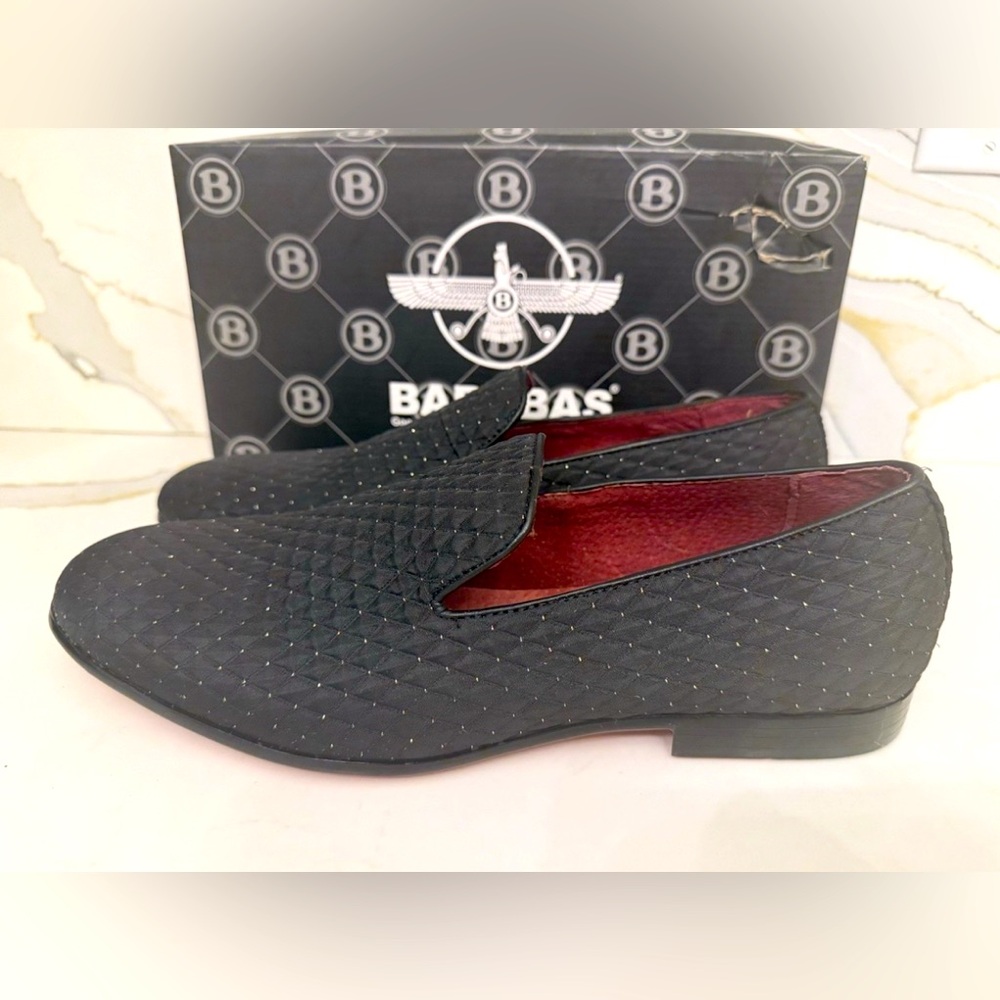 Barabas Men’s Slip On Loafer Dress Shoes Size 13 SH3010 - Black / Silver Accent